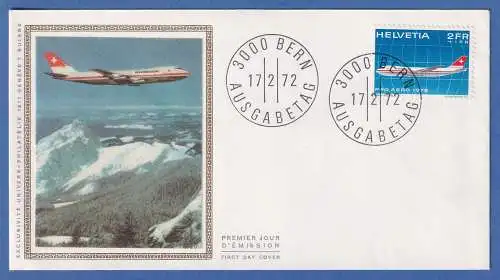 Schweiz 1972 Sondermarke Swissair Jumbo Jet  Mi.-Nr. 968 auf FDC 