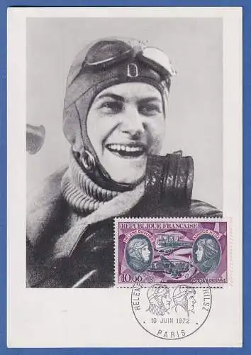 Frankreich 1972 Fliegerinnen Boucher / Hilsz Mi.-Nr. 1797 auf Maximumkarte 