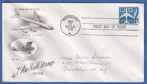 USA FDC Flugpostmarke 7 Cent 31.7.1958