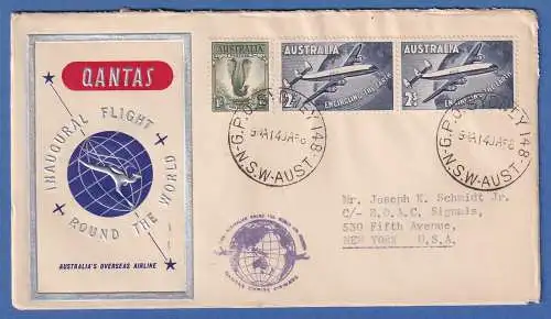 Australien 1958 Erstflugbrief Quantas Round the World Flight Constellation 