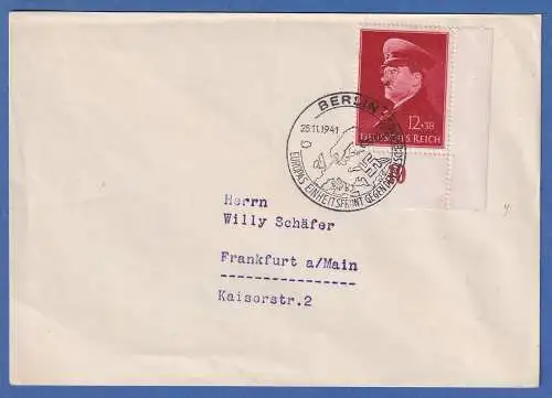 Dt. Reich Hitler Mi-Nr. 772y Eckrandstück UR auf Brief mit So.-O BERLIN 1941