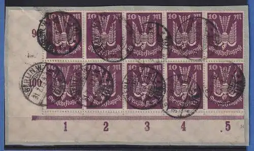 Dt. Reich Infla Flugpostmarke Mi.-Nr. 264 Unterrand-10er-Block O BERLIN 31.7.23