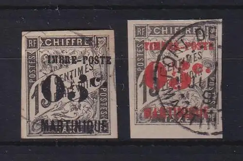 Martinique 1891 Freimarken mit Wertaufdruck Mi.-Nr. 20a und 20b gestempelt