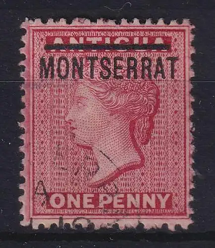 Montserrat 1884 Queen Victoria One Penny Mi.-Nr. 6A gestempelt
