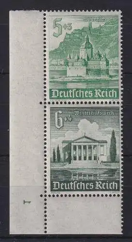 Dt. Reich WHW 1940 ZSD Mi.-Nr. S258 Eckrandstück mit Plattennumer 1 **