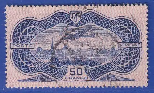 Frankreich 1936 Flugpostmarke 50Fr. Guilloche Mi.-Nr. 321 gestempelt