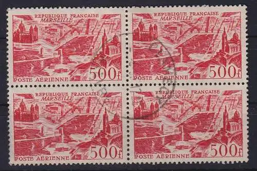 Frankreich 1949 Flugpostmarke Stadtansicht Marseille Mi.-Nr. 864 Viererblock O