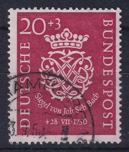 Bundesrepublik 1950 Bachsiegel Mi.-Nr. 122 gest. HAMBURG gpr. SCHLEGEL BPP