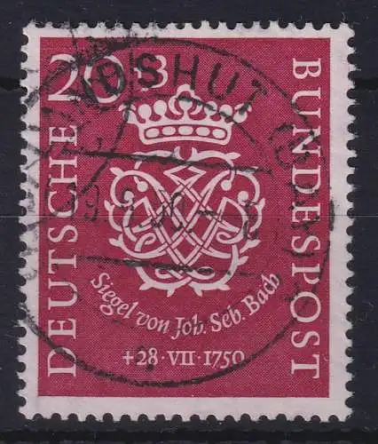 Bundesrepublik 1950 Bachsiegel Mi.-Nr. 122 gest. LANDSHUT gpr. SCHLEGEL BPP
