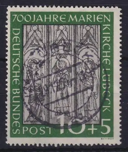 Bundesrepublik 1951 Marienkirche 10+5 Pfg Mi.-Nr. 139 mit Voll-Stempel LÜBECK 