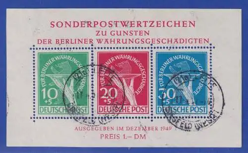 Berlin 1949 Währungsgeschädigten-Block mit Tages-O LETTE (Westfalen) gp SCHLEGEL