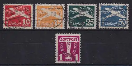 Danzig 1935 Flugpostmarken Mi.-Nr. 251-55 Satz kpl. O