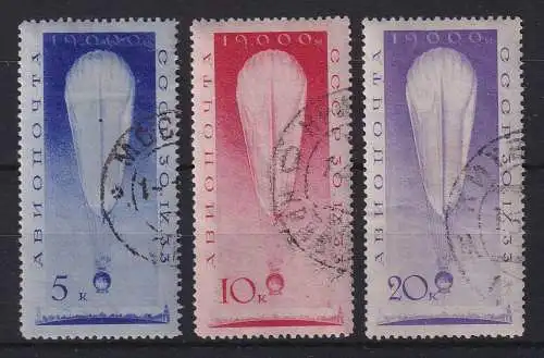 Sowjetunion 1933 Stratosphärenballon CCCP I Mi.-Nr. 453-55 Satz kpl. gestempelt