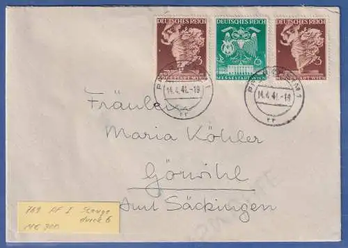 Dt. Reich 1941 Wiener Messe Mi.-Nr 769 I  (Stange durch 6) auf Brief 