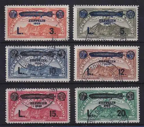 San Marino 1933 Flugpostmarken Zeppelin Mi.-Nr. 192-197 Satz kpl. gestempelte