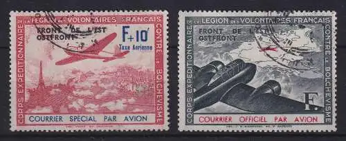 Dt. Besetzung 2.WK, Frankreich Flugpostvignetten OSTFRONT, Mi.-Nr. IV-V  gest.