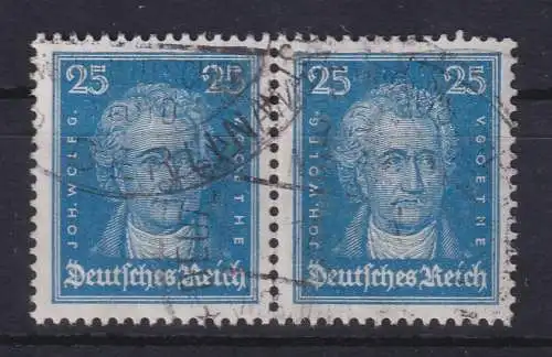 Dt. Reich Goethe 25 Pfg Mi.-Nr. 393 waagerechtes Paar gestempelt 