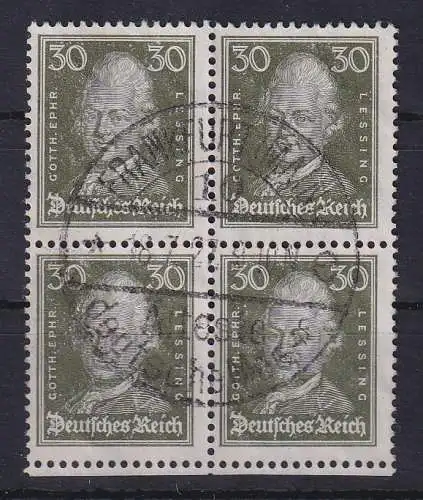 Dt. Reich Lessing 30 Pfg Mi.-Nr. 394 Viererblock gestempelt FRANKFURT