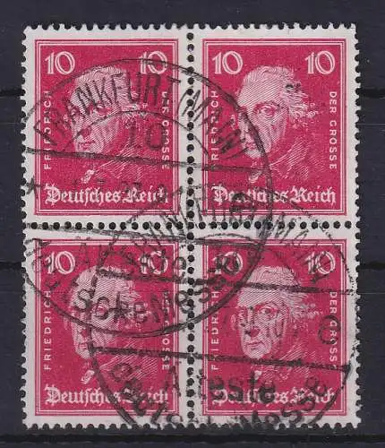 Dt. Reich Friedrich d. Gr. 10 Pfg Mi.-Nr. 390 Viererblock gestempelt FRANKFURT