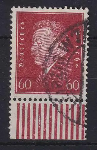 Dt. Reich Ebert 60Pfg Mi.-Nr. 421 WUR Walze-Unterrand O LEIPZIG