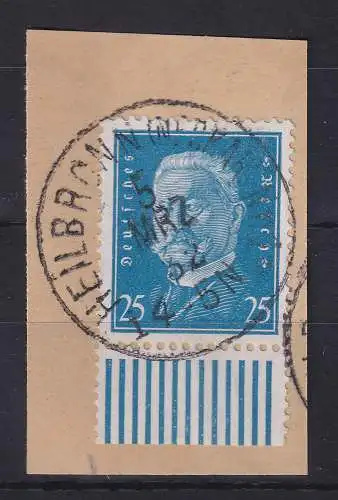 Dt. Reich Hindenburg 25Pfg Mi.-Nr. 416 Walze-Unterrand O HEILBRONN Briefstück