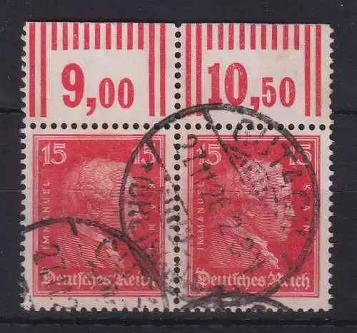 Dt. Reich Kant 15Pfg Mi.-Nr. 391 WOR Oberrandpaar O GUTACH (BREISGAU) 