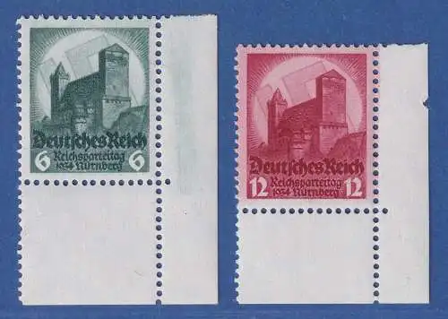 Dt. Reich 1934 Nürnberger Burg  Eckrandstücke UR postfrisch **