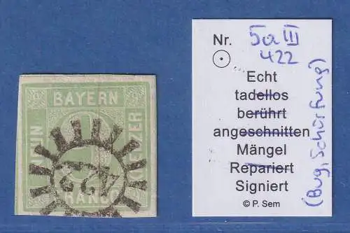 Bayern 9 Kreuzer Mi.-Nr. 5a III mit GMR 422 geprüft SEM BPP 