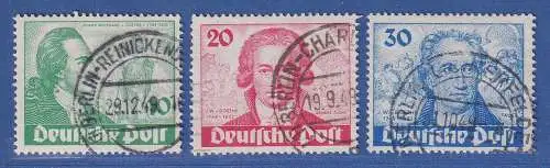 Berlin 1949, Johann Wolfgang von Goethe, Satz Mi.-Nr. 61-63 sauber gest. gpr.BPP