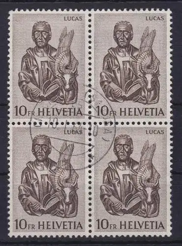 Schweiz 1961 Evangelist Lucas 10Fr. Mi.-Nr. 740 Viererblock sauber gestempelt