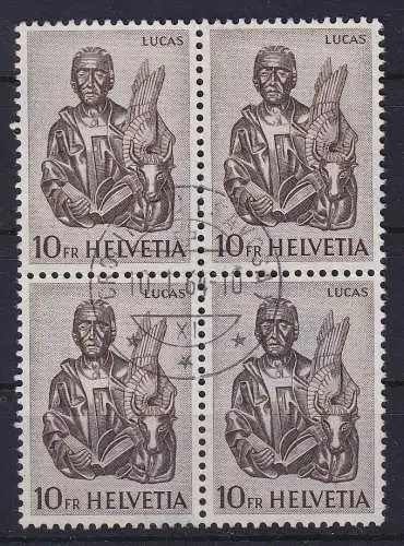 Schweiz 1961 Evangelist Lucas 10Fr. Mi-Nr. 740 Viererblock sauber gestempelt
