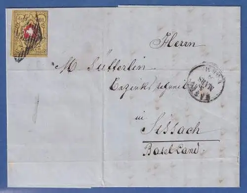 Schweiz RAYON II 10 Rp. Mi.-Nr. 8 IIa auf Brief von Basel nach Sissach 1857