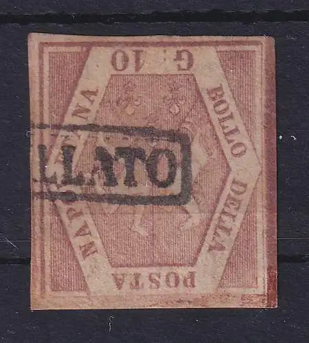 Alt-Italien Neapel 1858  10 Gr. lilarosa Mi.-Nr. 5 gestempelt
