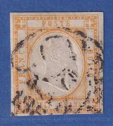 Italien Neapel 1861 10 Grano orange,  Mi.-Nr. 6a gestempelt 