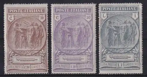 Italien 1923 Fürsorgekasse der Nationalmiliz, Mi.-Nr. 183-185 kpl. Satz * 