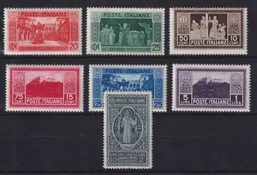 Italien 1929 Kloster Monte Cassino Mi.-Nr. 318-324 Satz kpl. sauber *