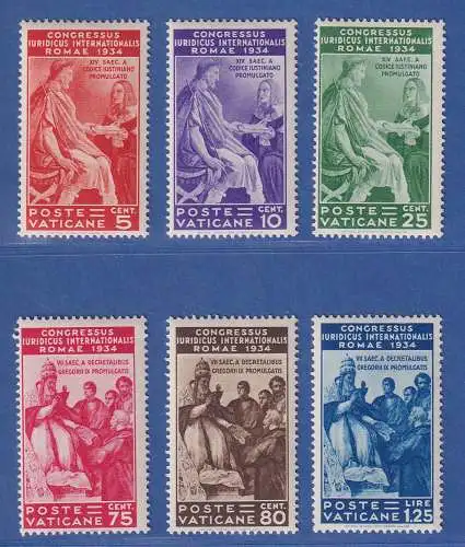 Vatikan 1935 Internat. Juristenkongress  Mi.-Nr. 45-50 Satz kpl. ungebraucht * 