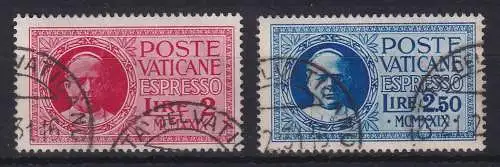 Vatikan 1929 Eilmarken Mi.-Nr. 14-15 gestempelt 