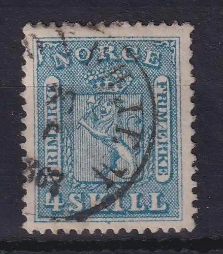 Norwegen 1863 Freimarke Wappen 4 Sk Wertziffer links Mi-Nr. 8 gestempelt 