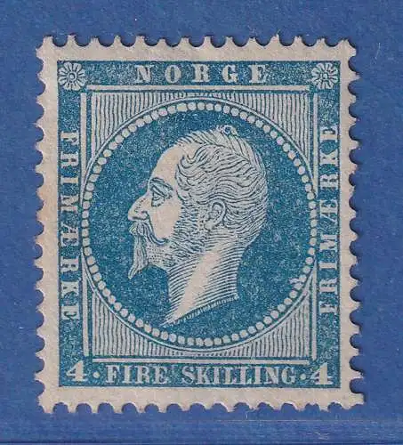 Norwegen 1856 Freimarke König Oskar I. 4 Skilling blau ungebraucht (*)  SELTEN !