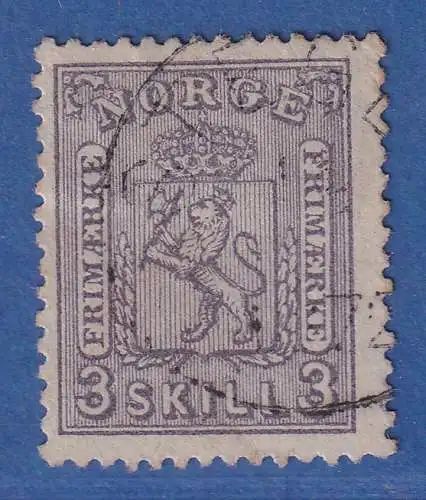 Norwegen 1868 Wappen 3 Skilling  Mi.-Nr. 13 a gestempelt 
