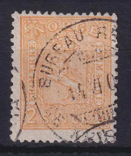 Norwegen 1868 Wappen 2 Skilling orange Mi.-Nr. 12 gestempelt 