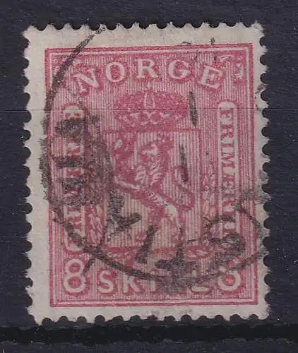 Norwegen 1868 Wappen 8 Skilling karminrosa Mi.-Nr. 15 gestempelt 