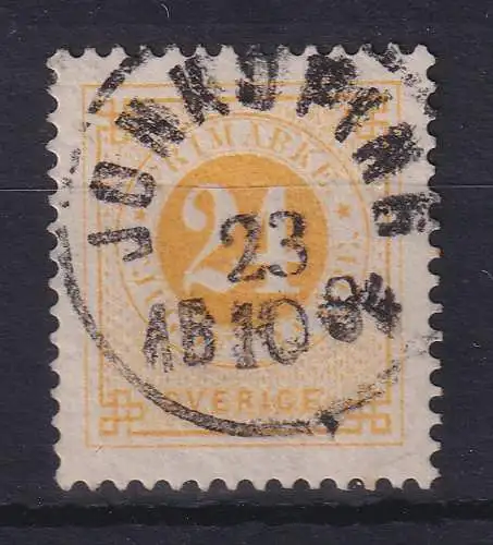 Schweden 1877 Freimarke 24 Öre gelb gez. K13:13,5  Mi.-Nr. 23B O JONKÖPING