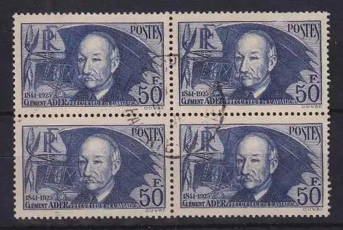 Frankreich 1938 50Fr. Flugpionier Clement Ader Mi.-Nr. 425 a Viererblock O 