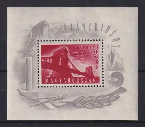 Ungarn 1948 Blockausgabe Kettenbrücke in Budapest Mi.-Nr. Block 13 postfrisch **