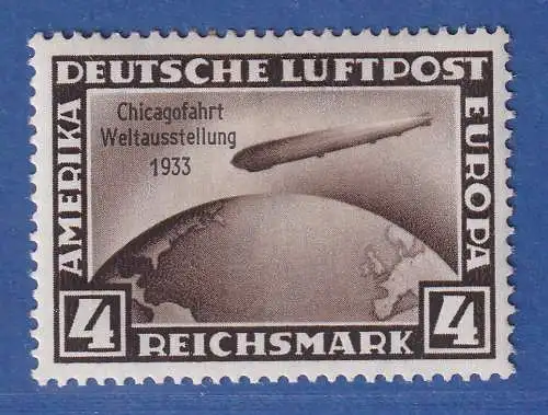 Deutsches Reich 1933 Zeppelin Chicagofahrt 4RM Mi.-Nr. 498 ungebraucht *