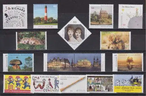 Deutschland 2014 Sortiment 16 verschiedene Sondermarken **