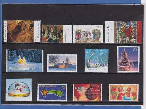 Deutschland 2010-2016 Sortiment 12 verschiedene Weihnachtsmarken **