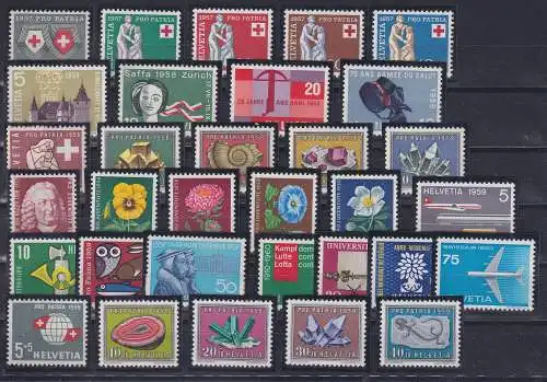 Schweiz 1957-1960  Lot 32 verschiedene Sondermarken ** in 7 kpl. Sätzen